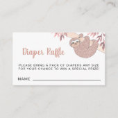 Roze Luiaard Baby shower Luier Raffle Informatiekaartje (Voorkant)