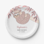 Roze luiaard Baby shower Papieren Bordje (Voorkant)