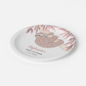 Roze luiaard Baby shower Papieren Bordje (Gekanteld)