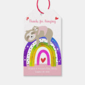 Roze Luiaard Boho Regenboog Meisje Baby shower Sch Cadeaulabel (Voorkant)