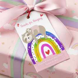 Roze Luiaard Boho Regenboog Meisje Baby shower Sch Cadeaulabel