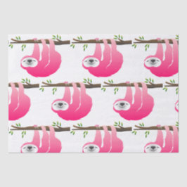 Roze luiaard hangen aan een tak tissuepapier