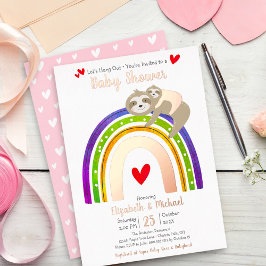 Roze luiaard regenboog meisje Baby shower echt Roo Folie Uitnodiging