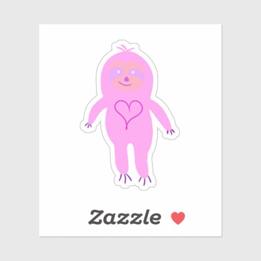 Roze luiaard tekening sticker (Vel)