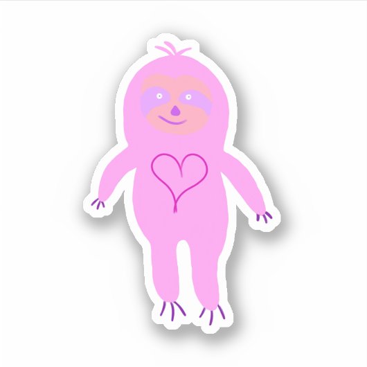 Roze luiaard tekening sticker (Voorkant)