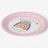 Roze luiaards boho regenboog meisje Baby shower mo Papieren Bordje (Gekanteld)