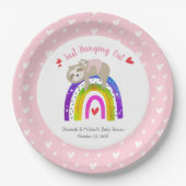 Roze luiaards boho regenboog meisje Baby shower mo Papieren Bordje (Voorkant)