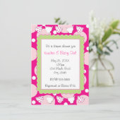 Roze luier douche baby meisje uitnodiging (Staand voorkant)