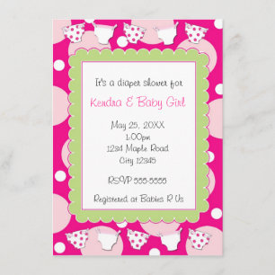 Roze luier douche baby meisje uitnodiging