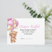 Roze Luier Raffel Baby Shower Teddy pokerdots Kaart (Staand voorkant)