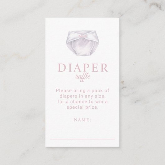 Roze Luier Raffle Baby shower Enclosure Kaart (Voorkant)