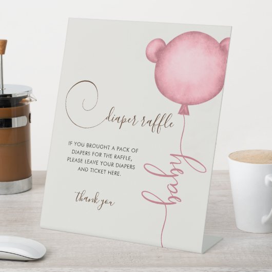 Roze Luier Raffle Balloon Beer Reclamebord Met Voetstuk (Insitu)