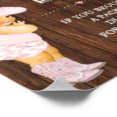 Roze Luier Raffle Cowgirl Baby shower Teken Poster (Hoek)