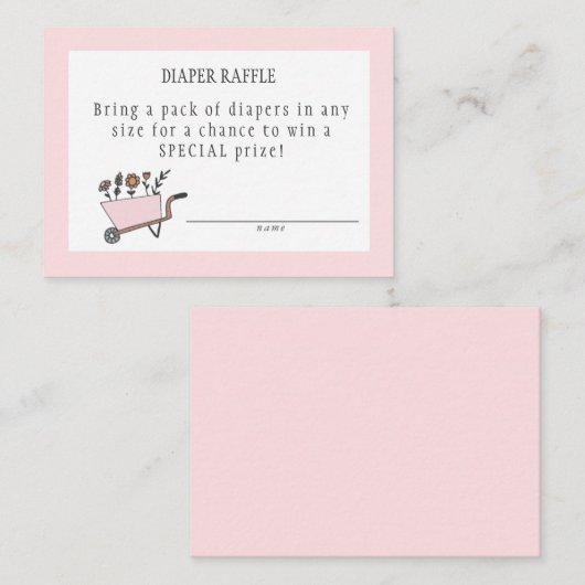Roze Luier Raffle Kaart (Voorkant / Achterkant)