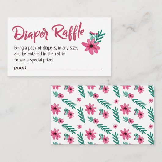 Roze Luier Raffle Kaart (Voorkant / Achterkant)