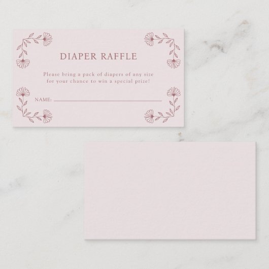 Roze Luier Raffle Kaart (Voorkant / Achterkant)