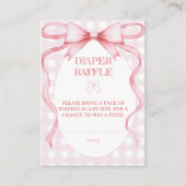 Roze Luier Raffle Ribbon Bow Waterverf Schattige Informatiekaartje (Voorkant)