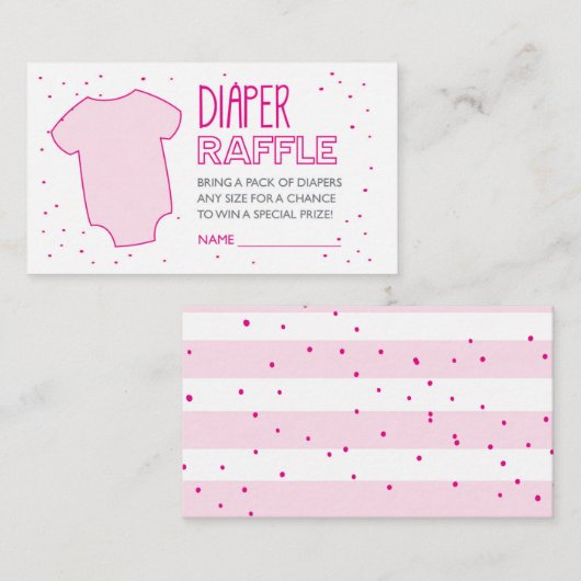 Roze Luier Raffle Ticket Informatiekaartje (Voorkant / Achterkant)