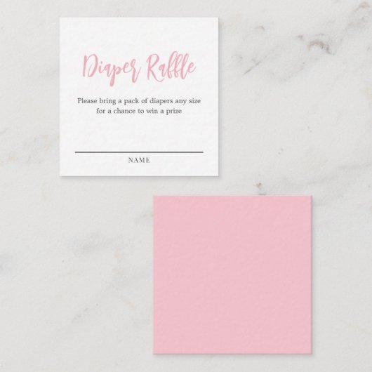 Roze Luier Raffle Ticket Informatiekaartje (Voorkant / Achterkant)