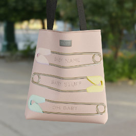 Roze luier speldjes tas voor baby meisjes met naam