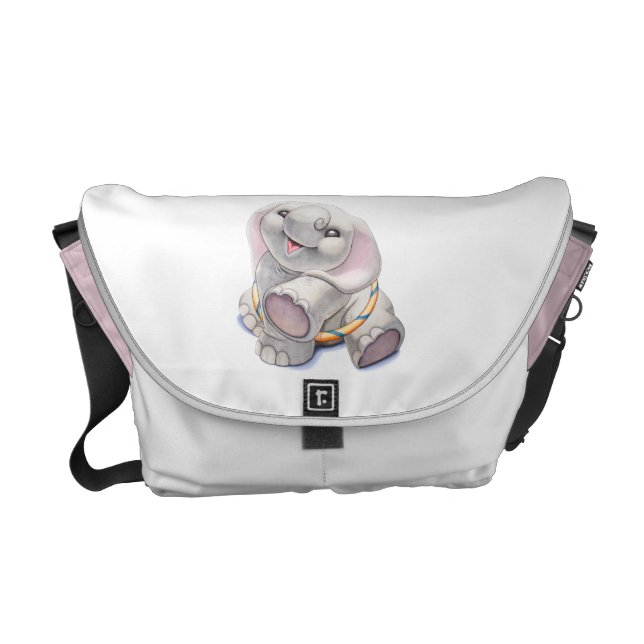 Roze luier tas met Hughbert de Baby olifant Messenger Bag (voorkant)