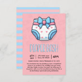 Roze luierbash-Baby shower Kaart (Voorkant / Achterkant)