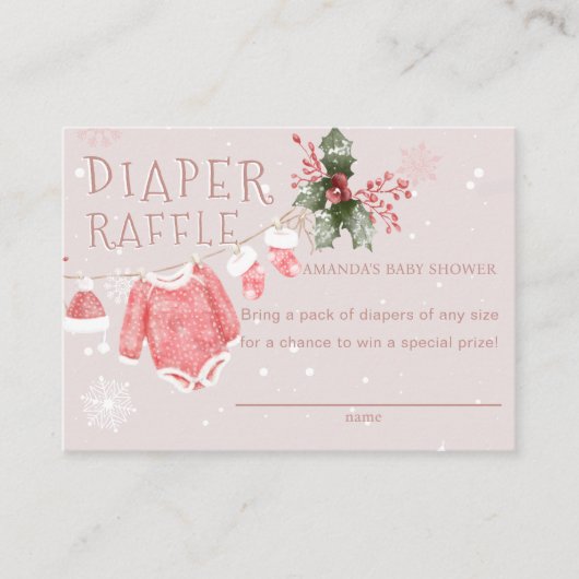 Roze luierkrabbel Het is koud buiten Baby shower Informatiekaartje (Voorkant)