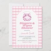 Roze luiers en doekjes Baby shower Blush Gingham Kaart (Voorkant)