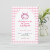 Roze luiers en doekjes Baby shower Blush Gingham Kaart (Staand voorkant)