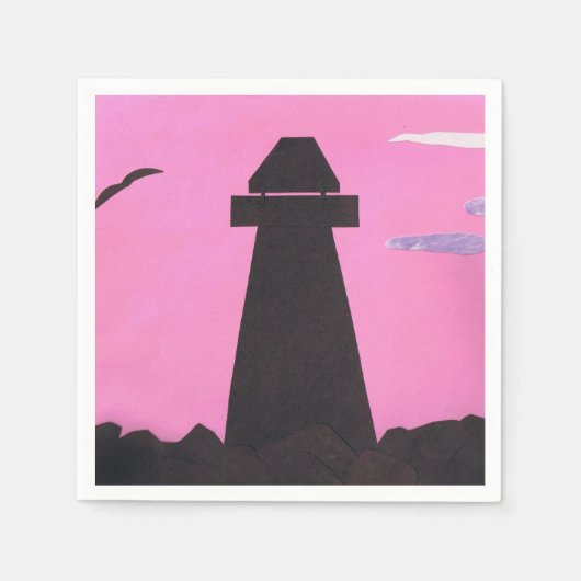 Roze luiers met een vuurtoren met een Silhouetted Servetten (Voorkant)