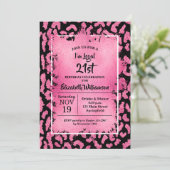 Roze Luipaard 21e Verjaardagsfeestje Kaart (Staand voorkant)