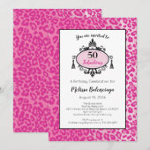 Roze luipaard 50 en een fijne 50e verjaardag kaart (Voorkant / Achterkant)