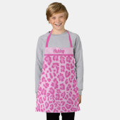  roze luipaard aangepast Kinder monogram Schort (Gedragen)