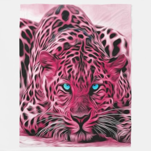 Roze luipaard, aangepaste rugzak, groot fleece deken (Voorkant)