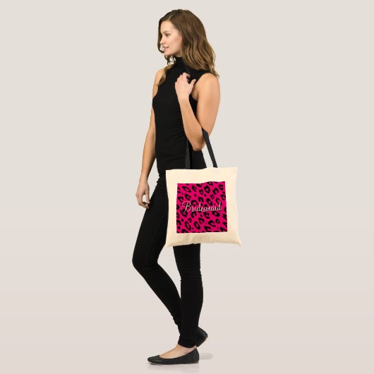Roze luipaard afdrukbruidachtige bruiloft canvas t tote bag (Voorkant (model))