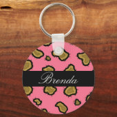 Roze luipaard Afdrukken Aangepast Sleutelhanger (Voorkant)