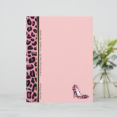 Roze luipaard Afdrukken Aangepaste briefpapier (Staand voorkant)