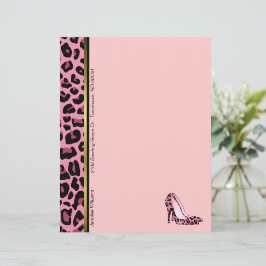 Roze luipaard Afdrukken Aangepaste briefpapier (Staand voorkant)