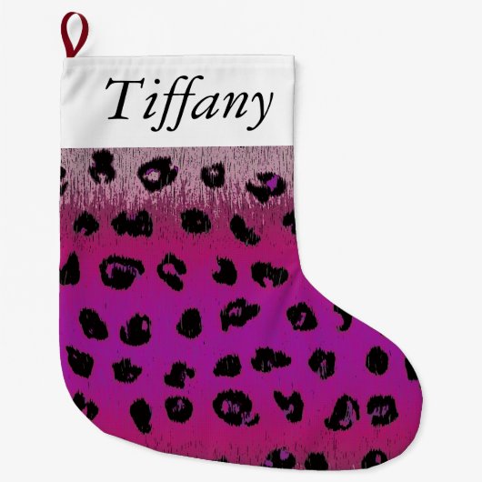 Roze luipaard afdrukken - Aangepaste kerststop Grote Kerstsok (Voorkant)