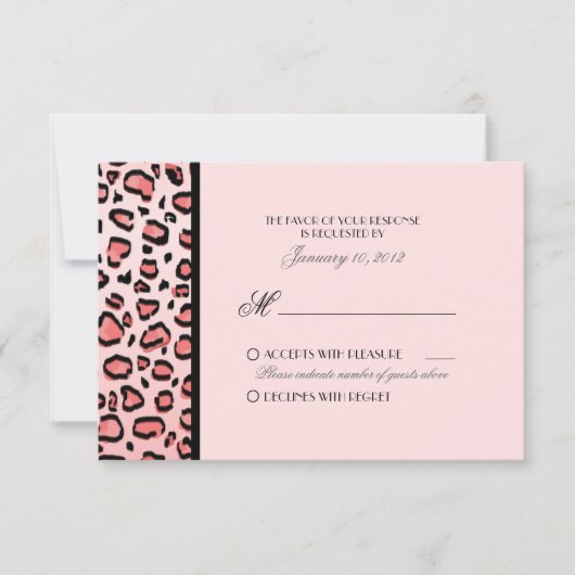 Roze luipaard afdrukken Aangepaste RSVP Kaartje (Voorkant)