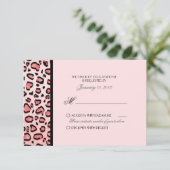 Roze luipaard afdrukken Aangepaste RSVP Kaartje (Staand voorkant)