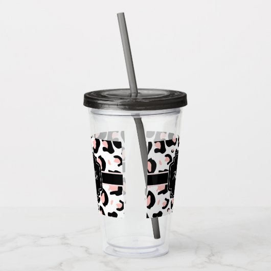 Roze luipaard afdrukken acryl drinkbeker (Links)