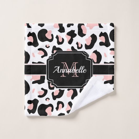 Roze luipaard afdrukken bad handdoek (Wasdoekje)