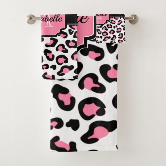 Roze luipaard afdrukken bad handdoek (Insitu)