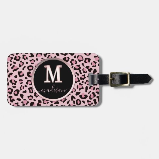 Roze luipaard afdrukken bagagelabel (Voorkant horizontaal)