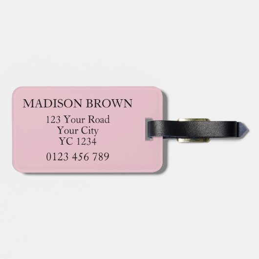 Roze luipaard afdrukken bagagelabel (Achterkant horizontaal)