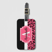 Roze luipaard afdrukken bagagelabel (Voorkant (verticaal))