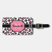 Roze luipaard afdrukken bagagelabel (Voorkant horizontaal)