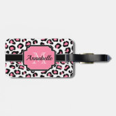 Roze luipaard afdrukken bagagelabel (Achterkant horizontaal)