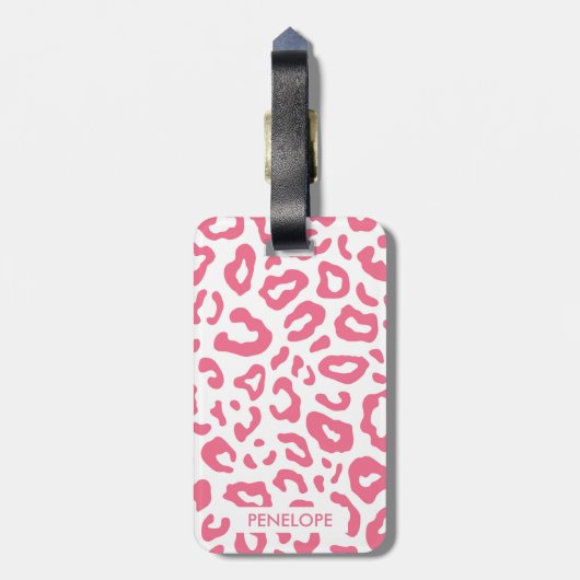 Roze luipaard afdrukken bagagelabel (Achterkant verticaal)